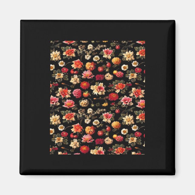 Imán Pintura de aceite de época de Chintz (Frente)