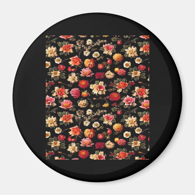 Imán Pintura de aceite de época de Chintz (Frente)