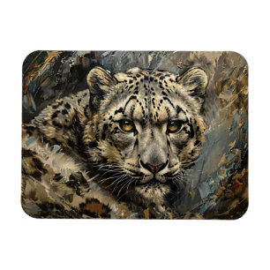 Imán Pintura de aceite de leopardo de la nieve