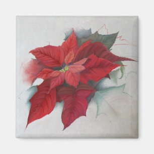Imán Pintura de aceite de los Navidades de Poinsettia