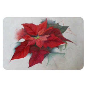 Imán Pintura de aceite de Navidades de flores de Poinse