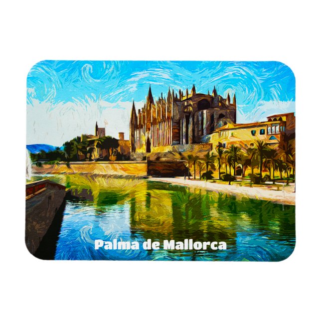 Imán Pintura de aceite de Palma de Mallorca Baleares (Horizontal)