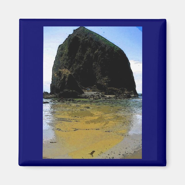 Imán Pintura de aceite de roca de Haystack (Frente)