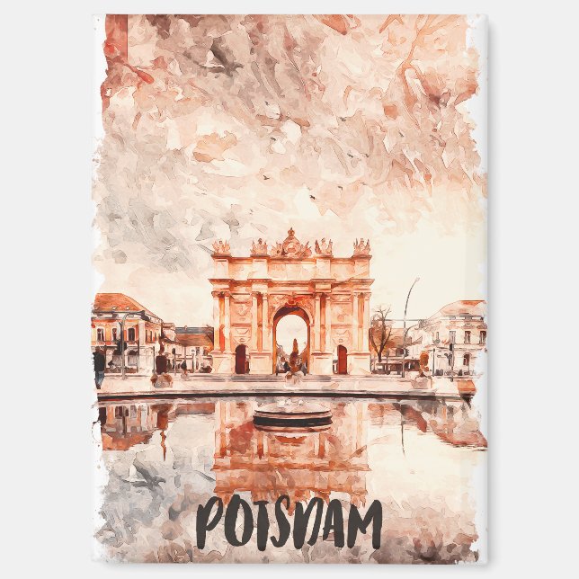 Imán Pintura de acuarela de Potsdam Germany (Anverso)