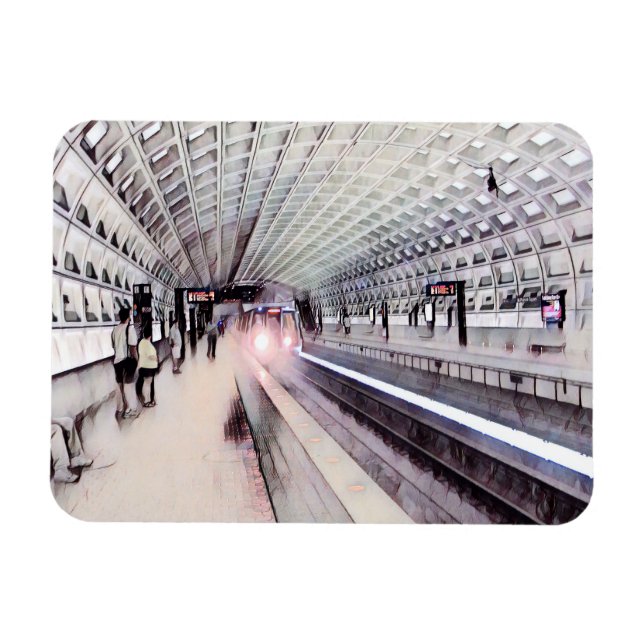 Imán Pintura de acuarela del metro de Washington (Horizontal)