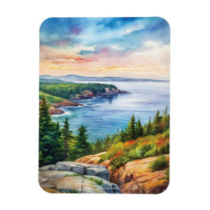 Imán Pintura de acuarela del Parque Nacional de Acadia