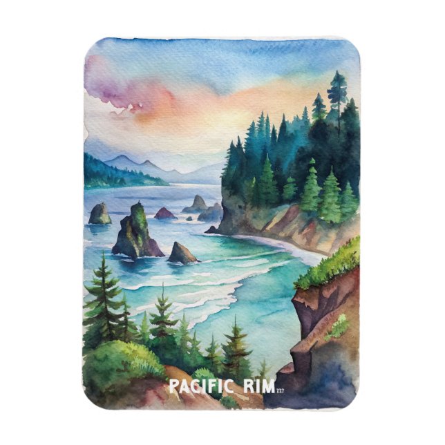 Imán Pintura de acuarela del Parque Nacional de la Cuen (Vertical)