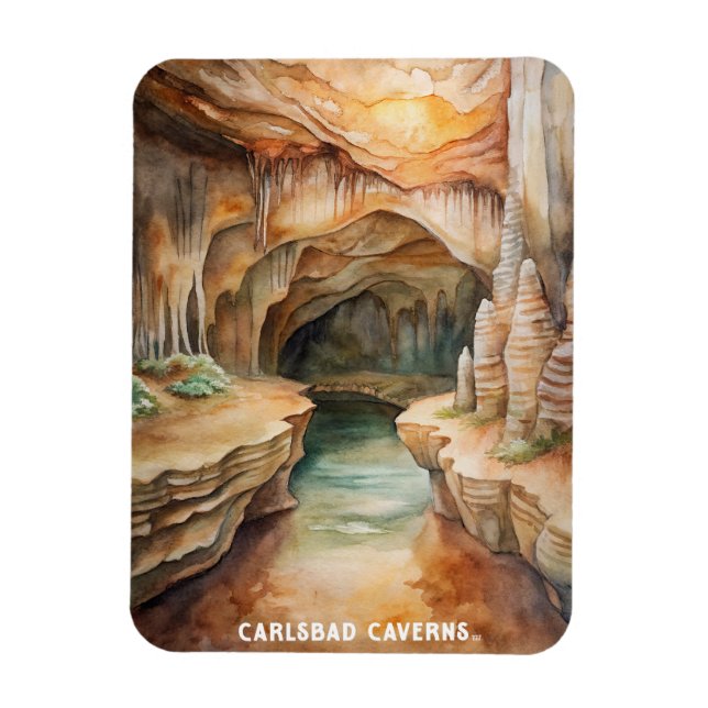 Imán Pintura de acuarela del Parque Nacional de las Cav (Vertical)