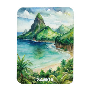 Imán Pintura de acuarela del Parque Nacional de Samoa