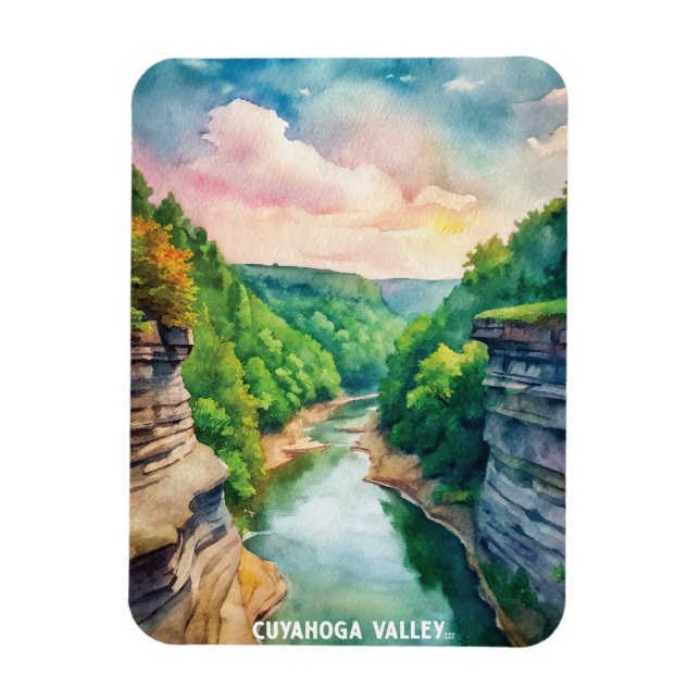 Imán Pintura de acuarela del Parque Nacional del Valle  (Vertical)