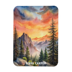 Imán Pintura de acuarela del Parque Nacional Kings Cany