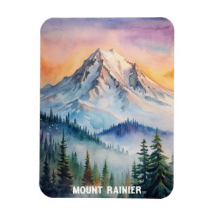 Imán Pintura de acuarela del Parque Nacional Mount Rain