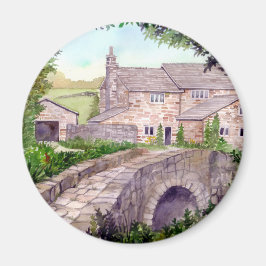 Imán Pintura de acuarela del puente de piedra