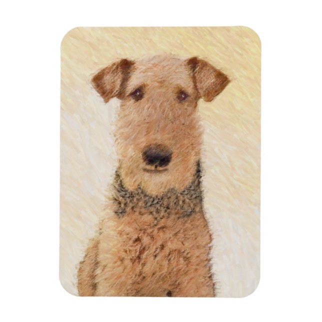 Imán Pintura de Airedale Terrier - Arte original y boni (Vertical)