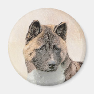 Imán Pintura de Akita - Arte de Perro Original.