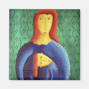 Imán Pintura de Arte Contemporáneo de Madre e Hija
