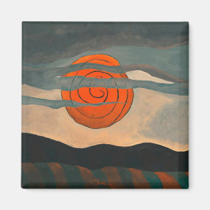 Imán Pintura de Arthur Dove, Sol Rojo,