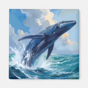 Imán Pintura de ballena azul animal marino