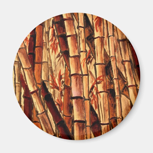 Imán pintura de bambú arte oriental asiático (Frente)
