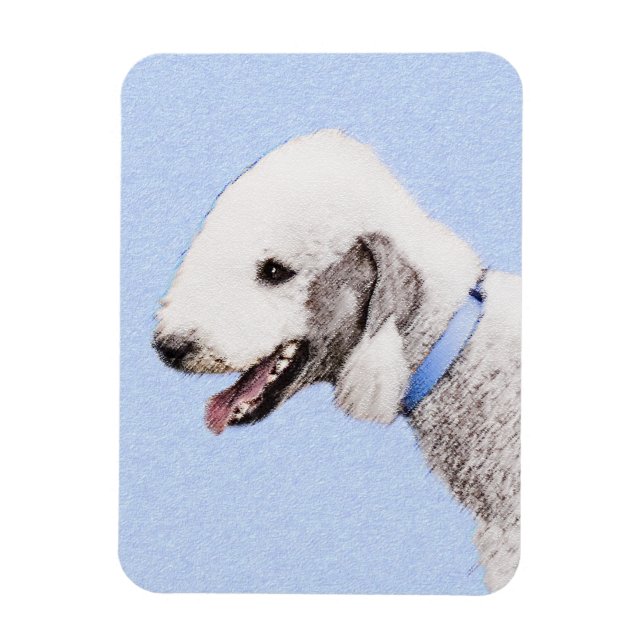 Imán Pintura de Bedlington Terrier - Original Perro Art (Vertical)