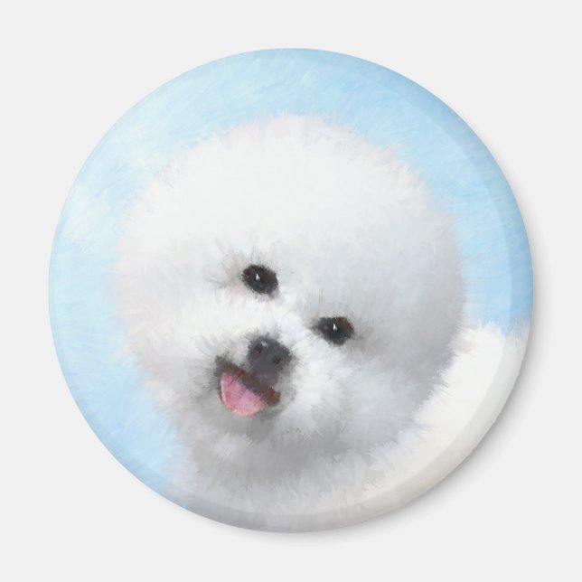 Imán Pintura de Bichon Frise - Arte de Perro Original. (Frente)