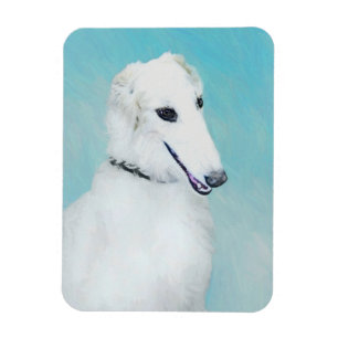 Imán Pintura de Borzoi (blanco) - Arte de perro origina