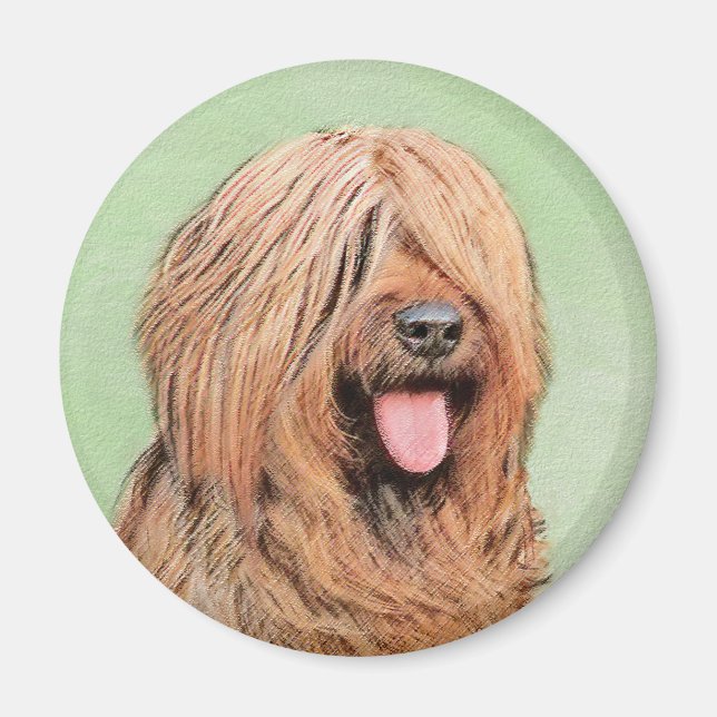 Imán Pintura de Briard - Arte de Perro Original. (Frente)