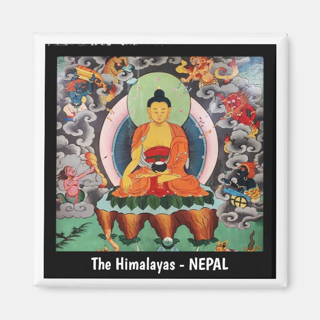 Imán Pintura de Buda Shakyamuni, Himalayas - Nepal (Frente)
