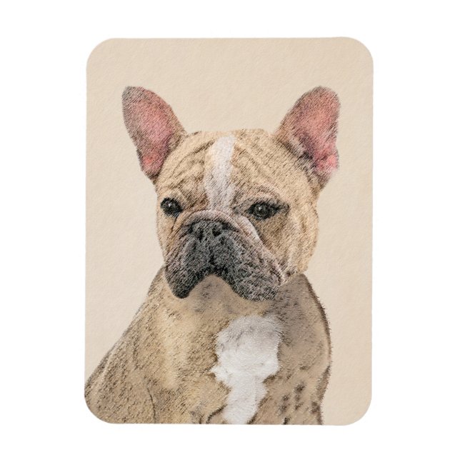 Imán Pintura de Bulldog francés (Sable) - Cuto original (Vertical)