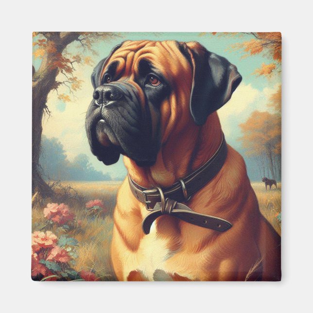 Imán Pintura de bullmastiff vintage (Frente)