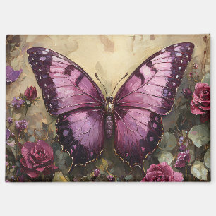 Imán Pintura de Bush Rosa de mariposa morada