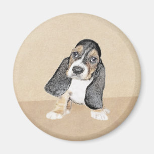 Imán Pintura de cachorro de abeja de Basset - Arte Perr