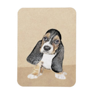 Imán Pintura de cachorro de abeja de Basset - Arte Perr