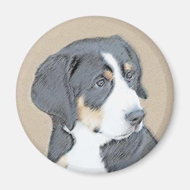 Imán Pintura de cachorro de perro de montaña de Berna - (Frente)