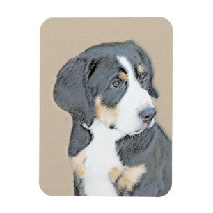 Imán Pintura de cachorro de perro de montaña de Berna -