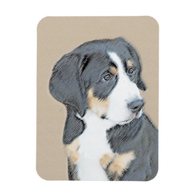Imán Pintura de cachorro de perro de montaña de Berna - (Vertical)
