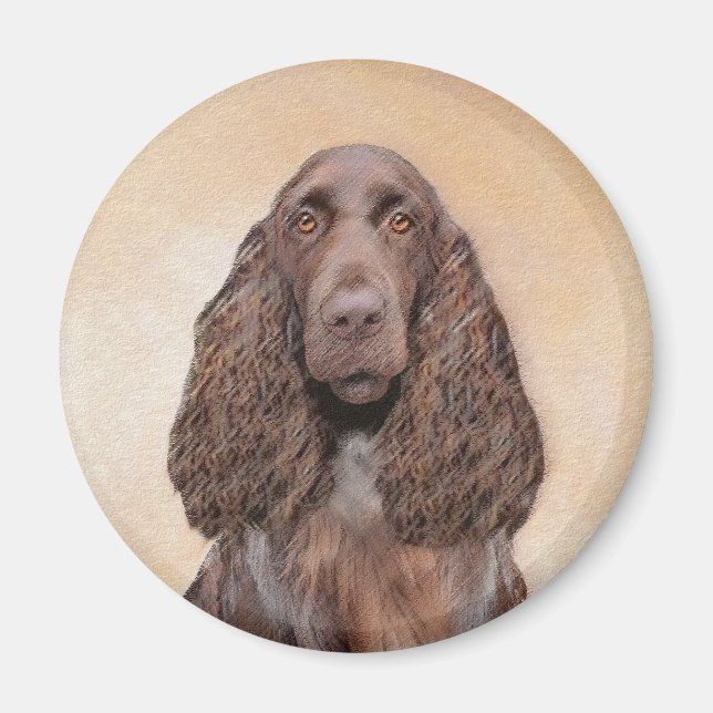 Imán Pintura de campo español - Arte de perro original  (Frente)