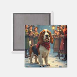 Imán Pintura de cantantes de villancicos de Navidad de