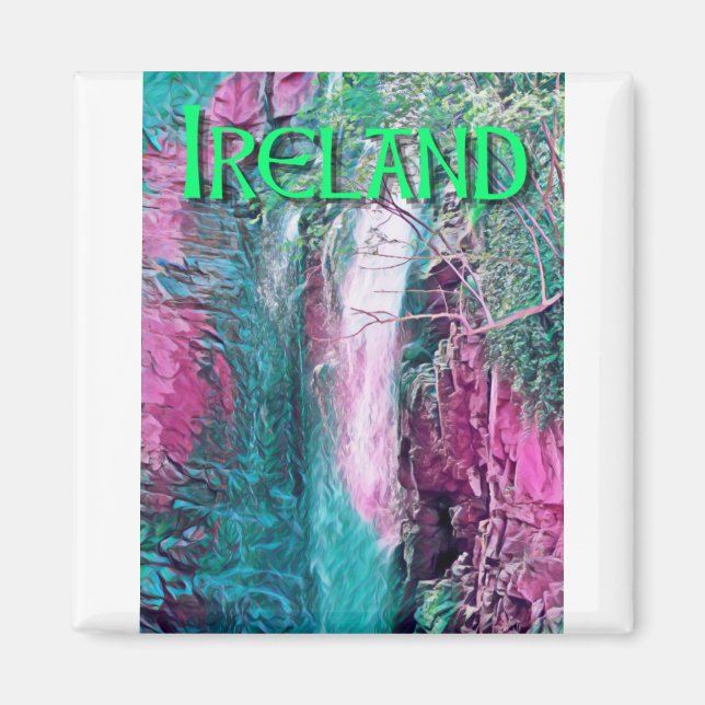Imán Pintura de cascada de Irlanda (Frente)