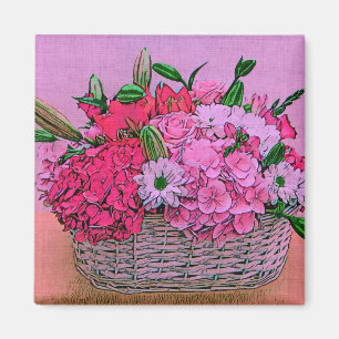 Imán Pintura de cesta de flores