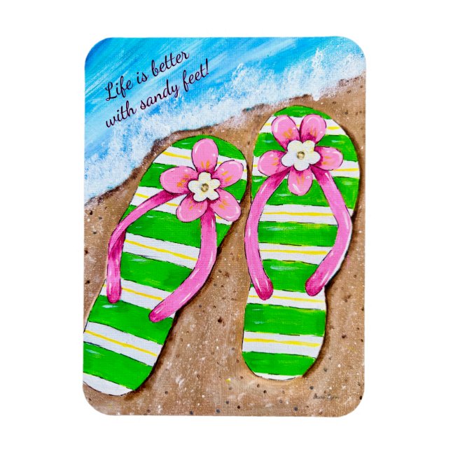 Imán Pintura de chanclas magenta (Vertical)