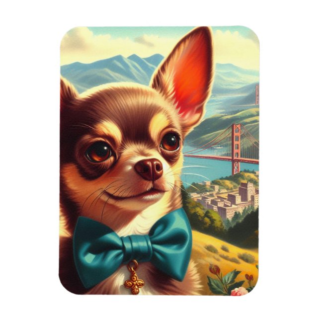 Imán Pintura de Chihuahua vintage (Vertical)