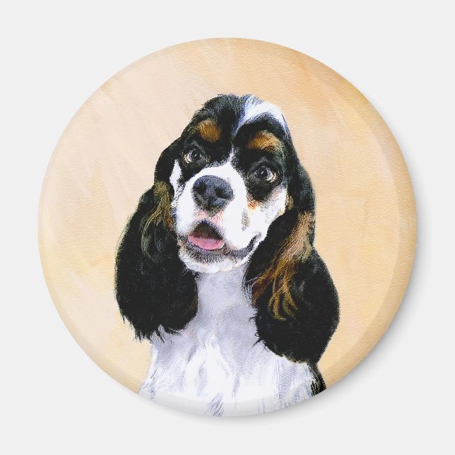 Imán Pintura de Cocker Spaniel (Parti) - Arte Perro Ori (Frente)