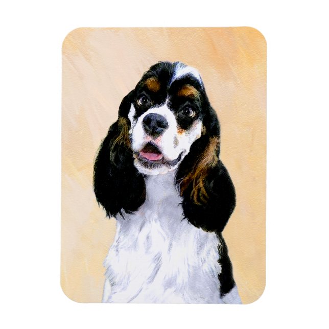 Imán Pintura de Cocker Spaniel (Parti) - Arte Perro Ori (Vertical)