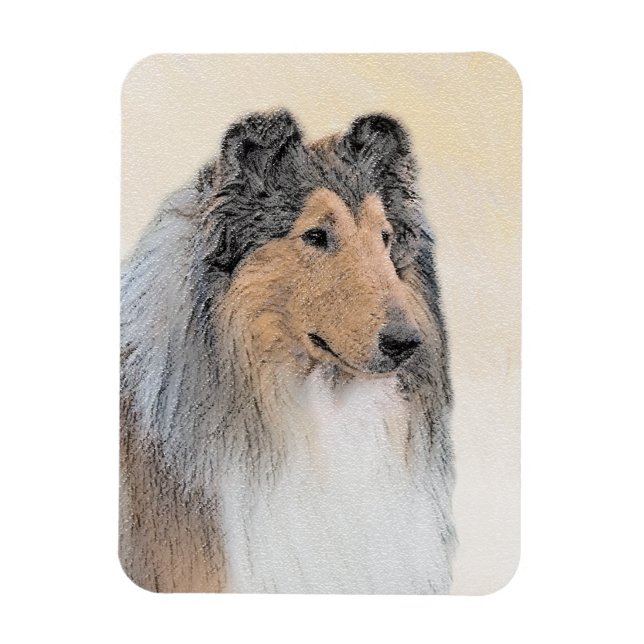 Imán Pintura de Collie (Rough) - Arte de Perro Original (Vertical)