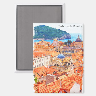Imán Pintura de color de agua de Dubrovnik Croatia