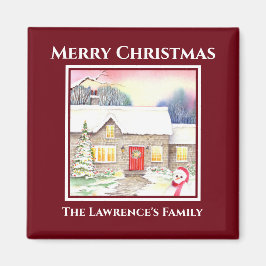 Imán Pintura de color de agua de nieve de algodón Marco