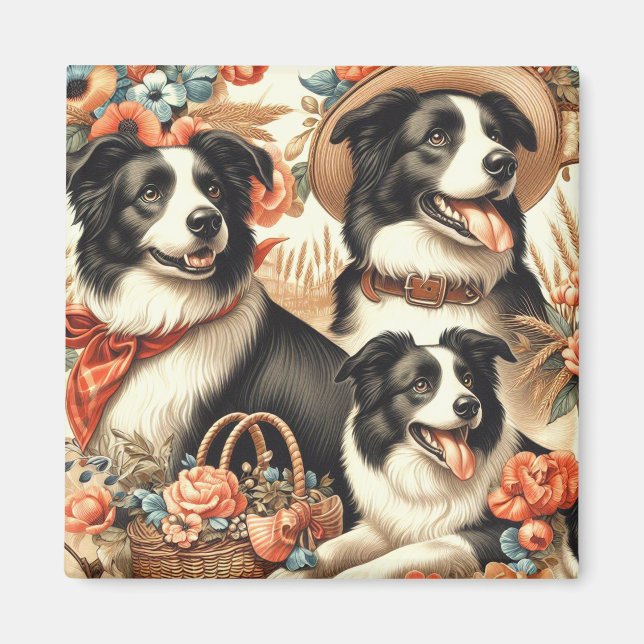 Imán Pintura de color de borde de época (Frente)