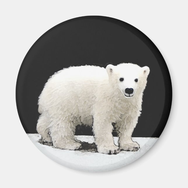 Imán Pintura de Cubo de Oso Polar - Arte de Vida Silves (Frente)