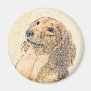 Imán Pintura de Dachshund (de cabello largo) - Arte Per